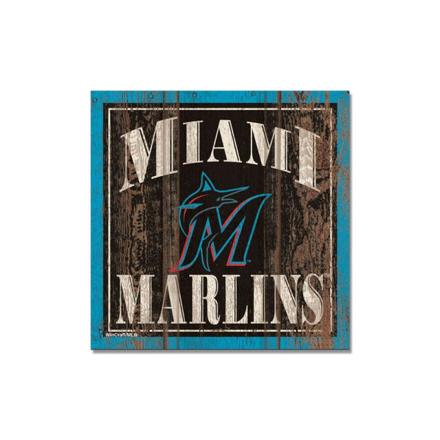 Miami Marlins Wooden Magnet 3" X 3"