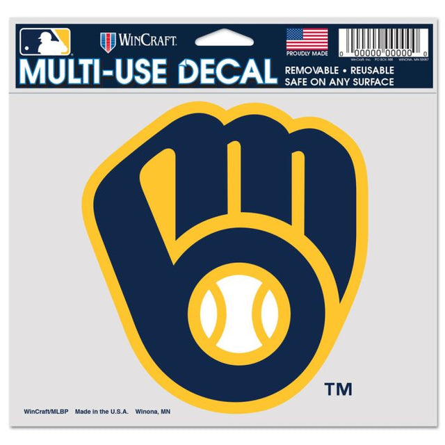 Milwaukee Brewers Multi-Use Decal -Clear Bckrgd 5" x 6"