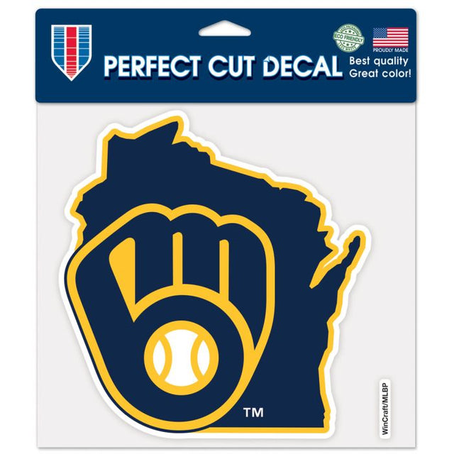 Milwaukee Brewers State Shape Perfect Cut Color Decal 8" x 8"