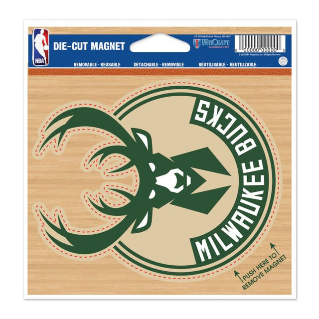 Imán troquelado de los Milwaukee Bucks de 4,5" x 6"