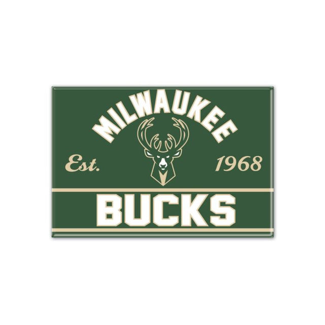 Imán metálico de los Milwaukee Bucks de 2,5" x 3,5"