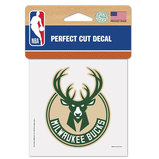 Calcomanía de color de corte perfecto de Milwaukee Bucks de 4" x 4"