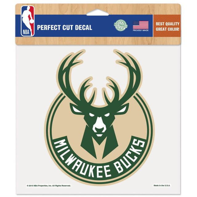 Calcomanía de color de corte perfecto de Milwaukee Bucks de 8" x 8"