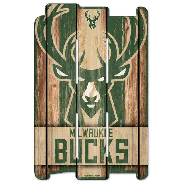 Letrero de madera para valla de los Milwaukee Bucks