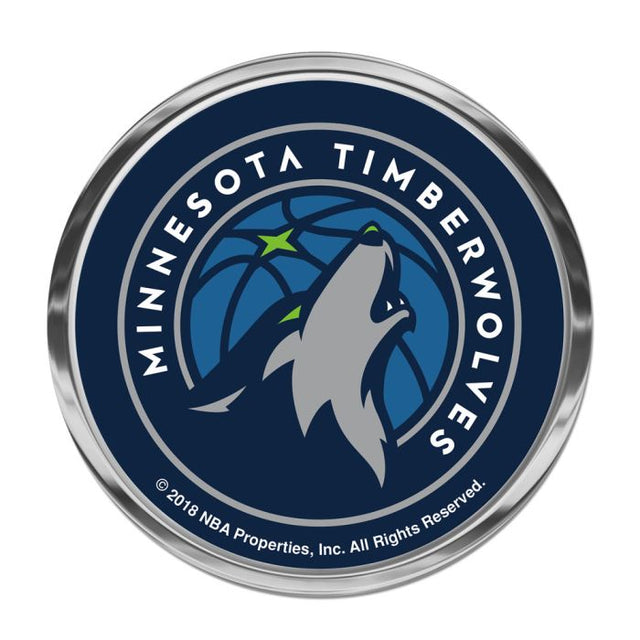 Emblema de metal cromado abovedado de los Minnesota Timberwolves