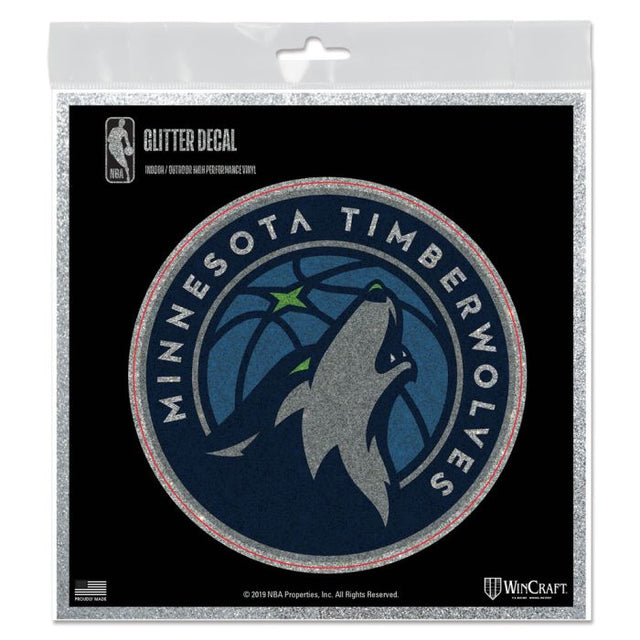 Calcomanía con purpurina de los Minnesota Timberwolves de 6" x 6"