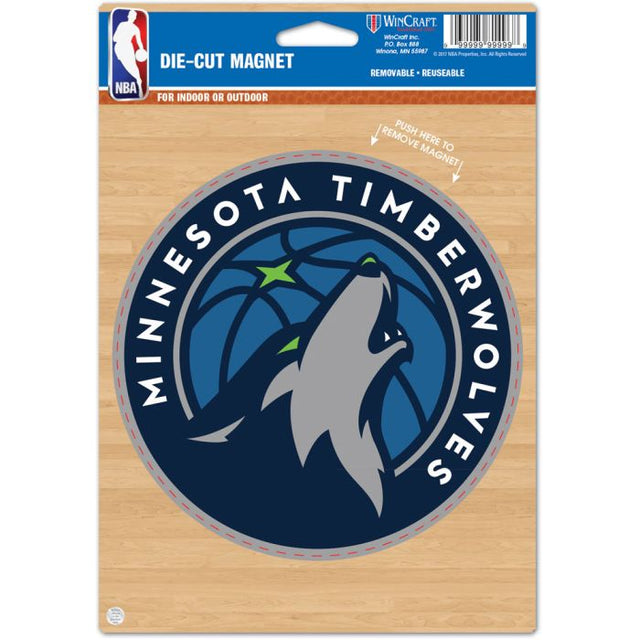 Imán troquelado con el logotipo de Minnesota Timberwolves, 6,25" x 9"