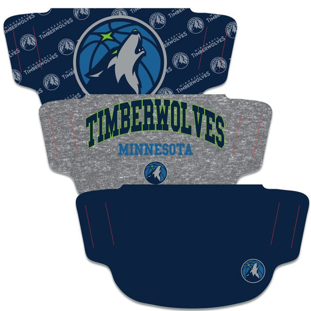 Paquete de 3 mascarillas para fanáticos de los Minnesota Timberwolves