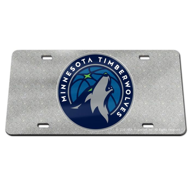 Placa de matrícula acrílica especial GLITTER de Minnesota Timberwolves