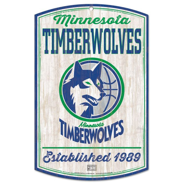 Letrero de madera de Minnesota Timberwolves Hardwoods de 11" x 17" y 1/4" de grosor