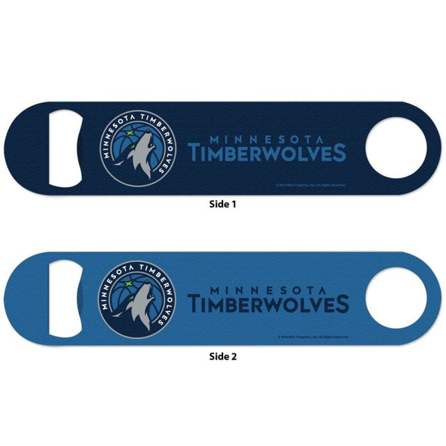 Abridor de botellas de metal de dos caras de Minnesota Timberwolves