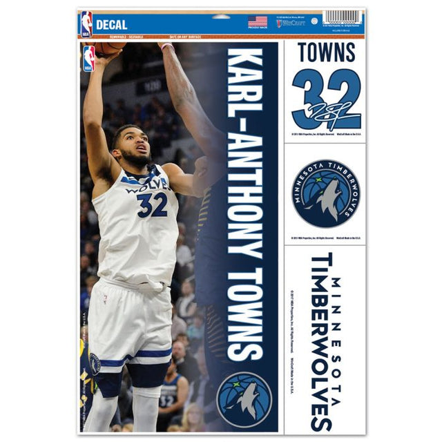 Calcomanía multiusos de los Minnesota Timberwolves de 11" x 17" de Karl-Anthony Towns
