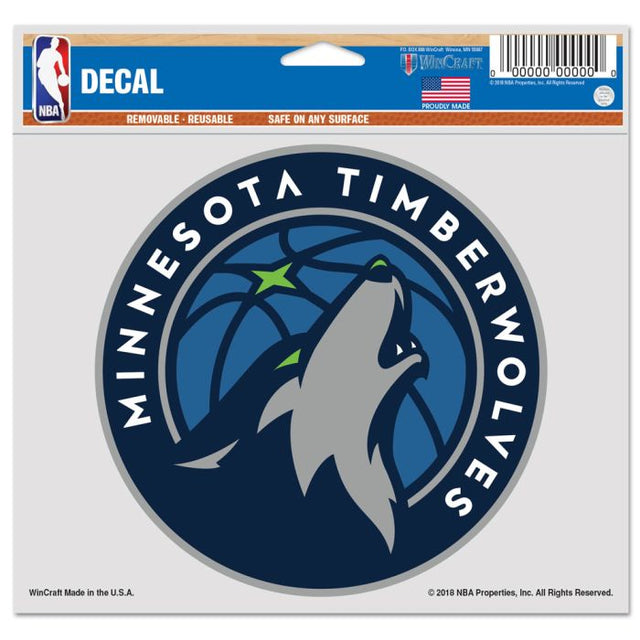 Calcomanía multiusos de Minnesota Timberwolves, fondo transparente, 5" x 6"