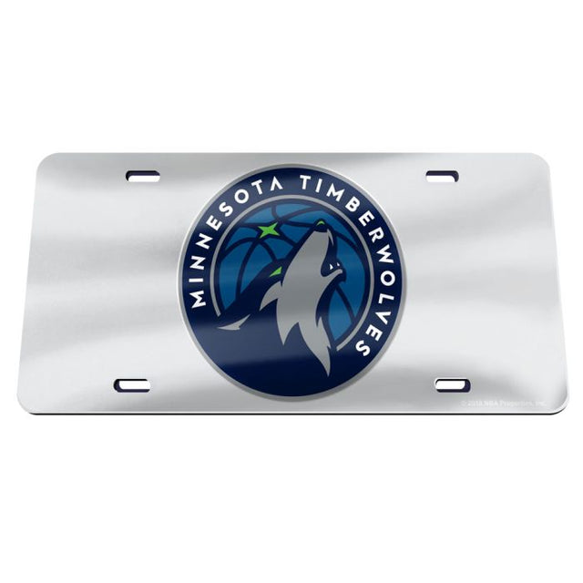 Placa de matrícula especial de acrílico color PLATA de Minnesota Timberwolves