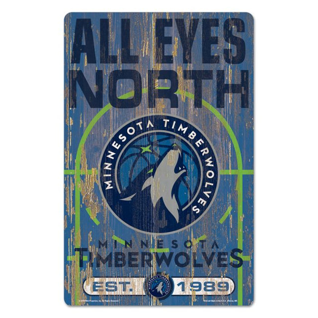 Letrero de madera con el lema de los Minnesota Timberwolves, 11" x 17", 1/4" de grosor