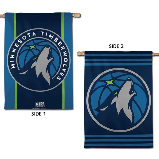 Bandera vertical de Minnesota Timberwolves de 2 lados, 28" x 40"