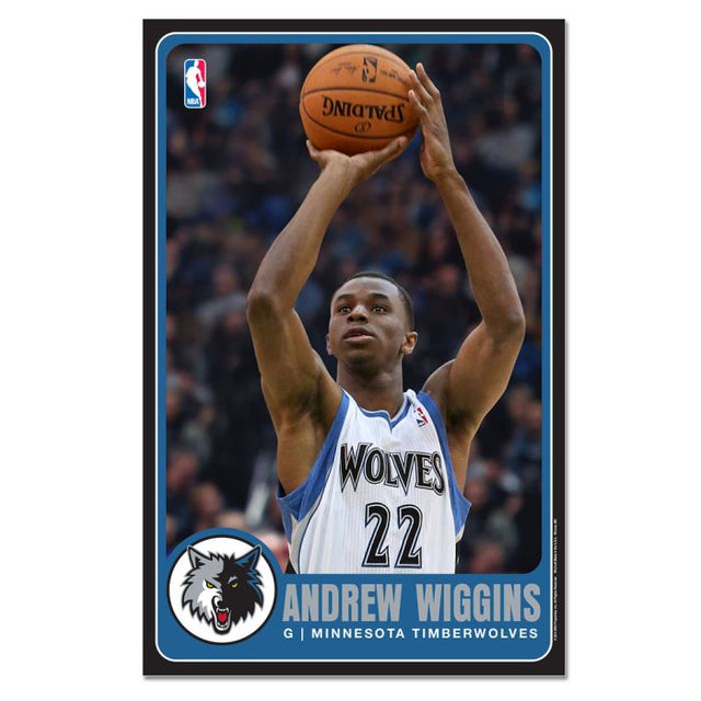 Letrero de madera con bisel de los Minnesota Timberwolves, 11" x 17", de Andrew Wiggins