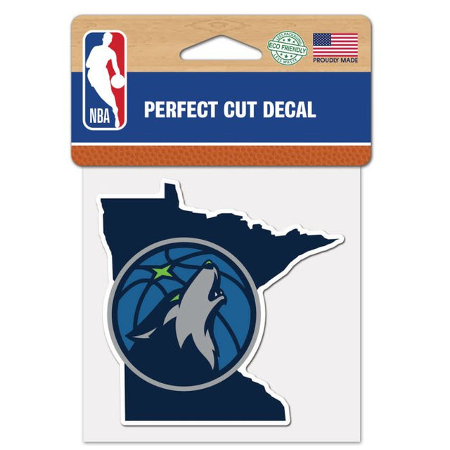 Calcomanía de color de corte perfecto del estado de Minnesota Timberwolves de 4" x 4"