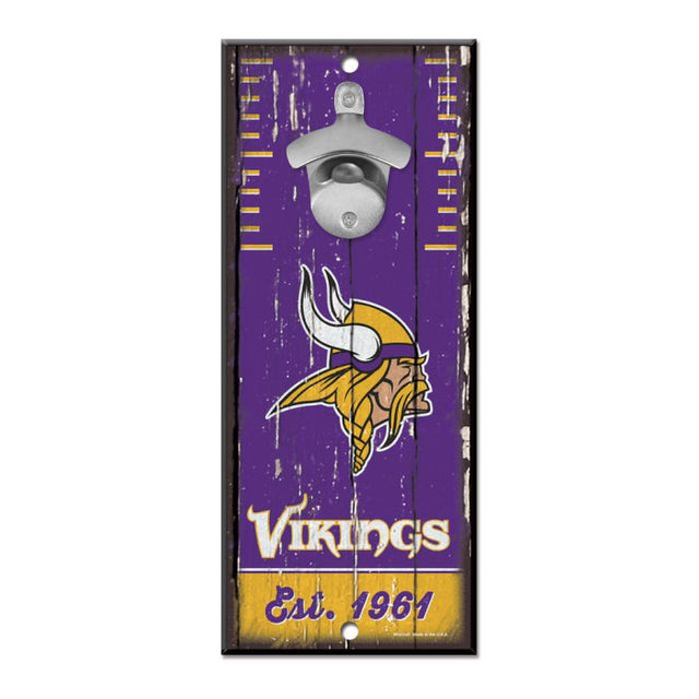 Letrero destapador de botellas de Minnesota Vikings de 5 x 11 pulgadas