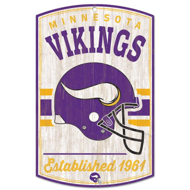 Letrero de madera retro con el logotipo clásico de Minnesota Vikings, 11" x 17", 1/4" de grosor