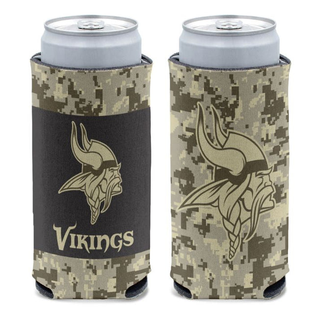 Refrigerador para latas delgado de 12 oz con estampado DIGI CAMO de Minnesota Vikings