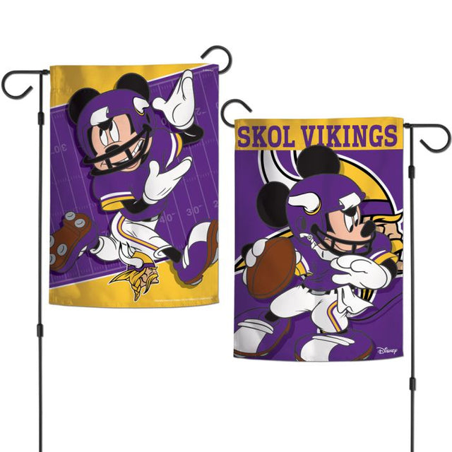 Banderas de jardín de Minnesota Vikings / Disney Mickey Mouse de 2 lados, 12,5" x 18"
