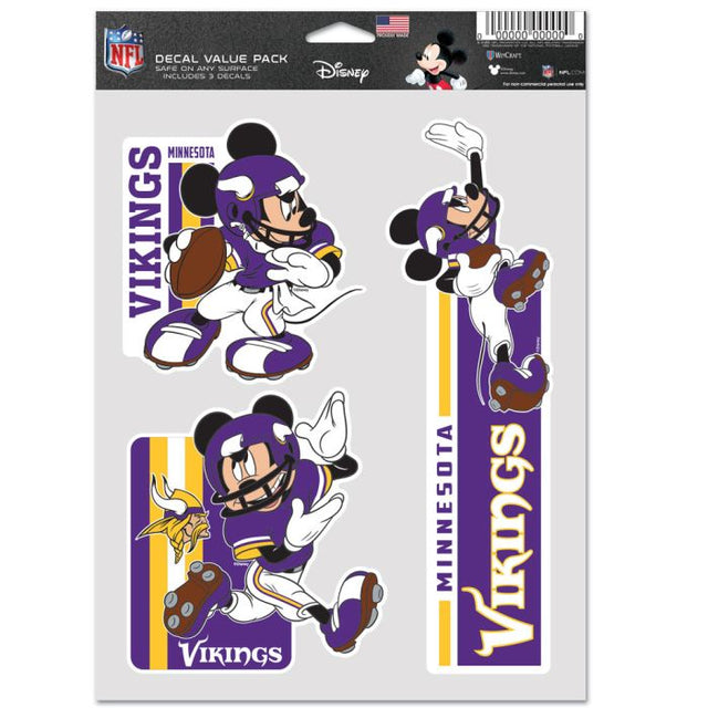 Paquete de 3 ventiladores multiusos de Minnesota Vikings / Disney Mickey Mouse