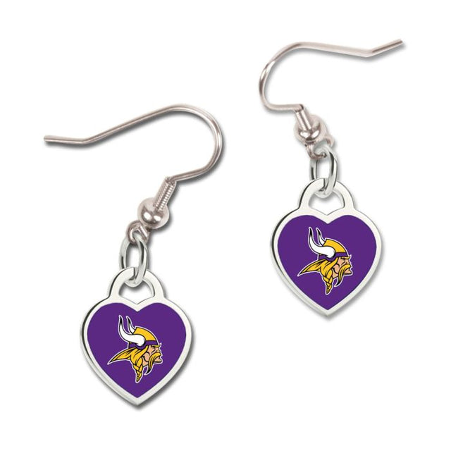 Pendientes de corazón de Minnesota Vikings con corazón en 3D