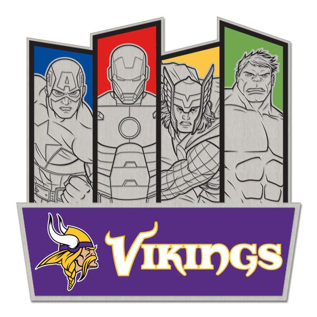 Tarjeta de joyería con pin de colección de Marvel de Minnesota Vikings/Marvel (C) 2021