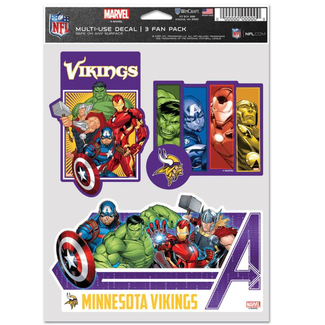 Minnesota Vikings / Marvel (C) Paquete de 3 ventiladores multiusos de Marvel 2021
