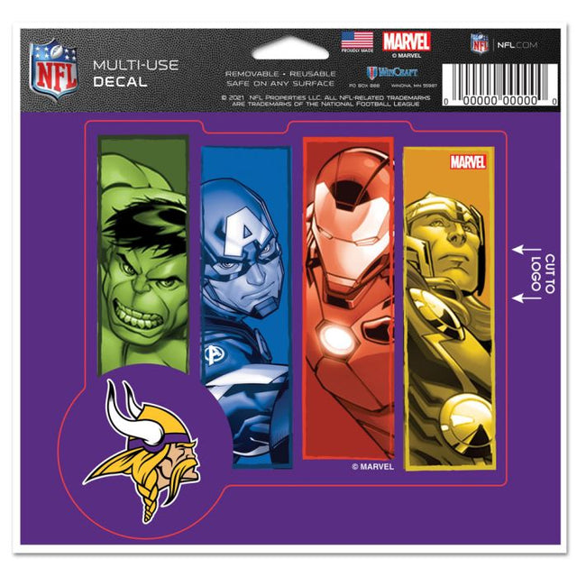 Minnesota Vikings / Marvel (C) 2021 Calcomanía multiusos de Marvel: cortada según el logotipo, 5" x 6"