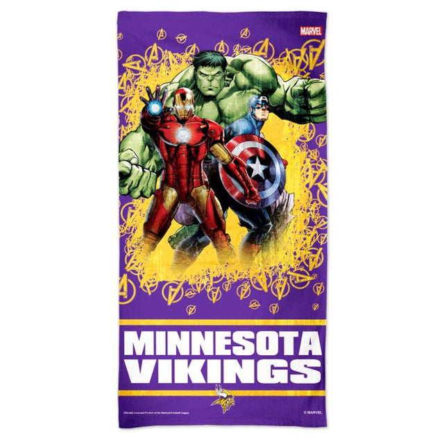 Toalla de playa Marvel Spectra de Minnesota Vikings/Marvel (C) 2021 de 30" x 60"