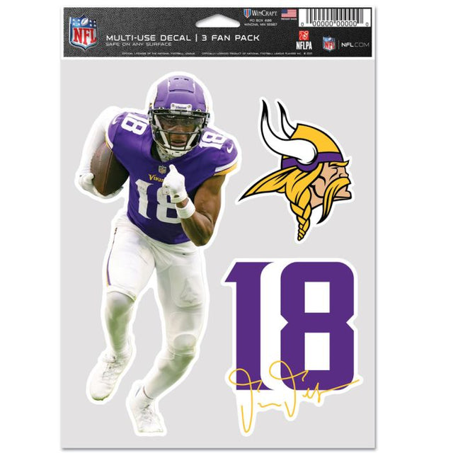 Paquete multiusos para 3 fanáticos de los Minnesota Vikings, Justin Jefferson