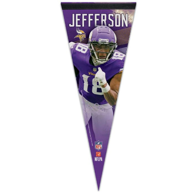 Banderín premium de los Minnesota Vikings de 12" x 30" de Justin Jefferson