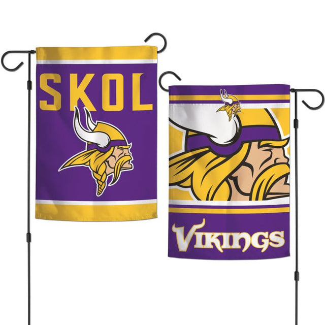 Banderas de jardín con lema de Minnesota Vikings, de 2 lados, 12,5" x 18"