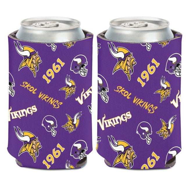 Enfriador de lata con estampado disperso de Minnesota Vikings, 12 oz.