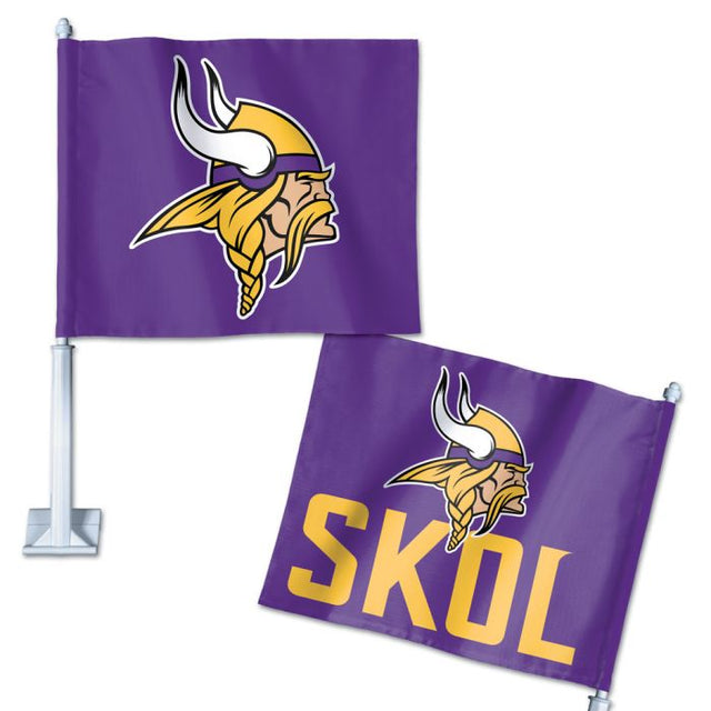 Bandera para auto con eslogan de Minnesota Vikings, 11,75" x 14"