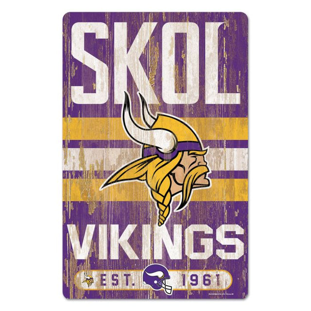 Letrero de madera con el eslogan de los Minnesota Vikings, 11" x 17", 1/4" de grosor