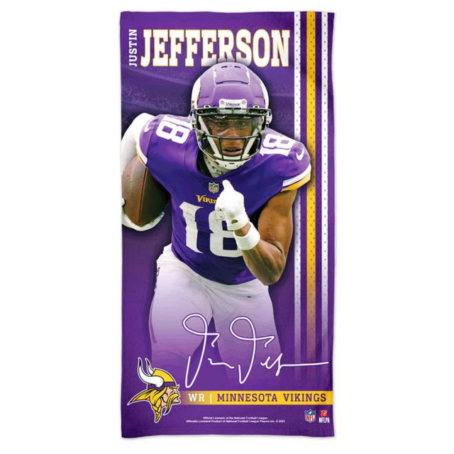 Toalla de playa Spectra de Minnesota Vikings de 30" x 60" de Justin Jefferson