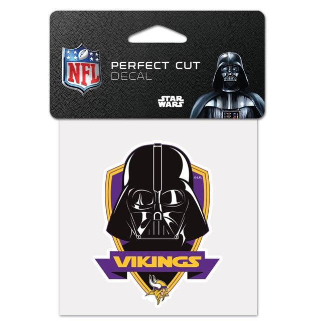 Calcomanía de color de corte perfecto de Darth Vader de Star Wars / Minnesota Vikings de 4" x 4"