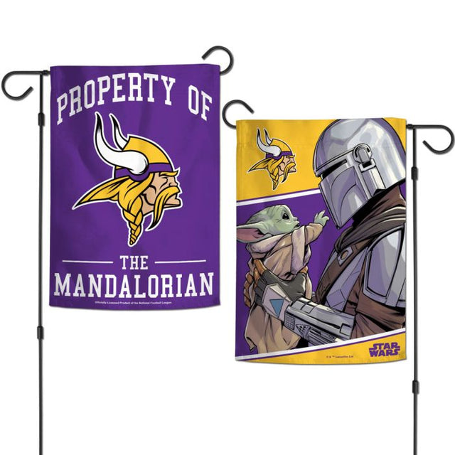 Banderas de jardín de Minnesota Vikings/Star Wars Mandalorian de 2 lados, 12,5" x 18"