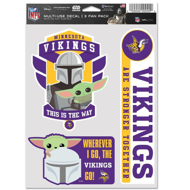 Paquete multiusos para 3 fanáticos de Minnesota Vikings/Star Wars Mandalorian
