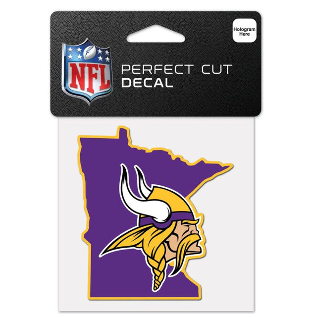 Calcomanía de color con corte perfecto y forma del estado de Minnesota Vikings, 4" x 4"