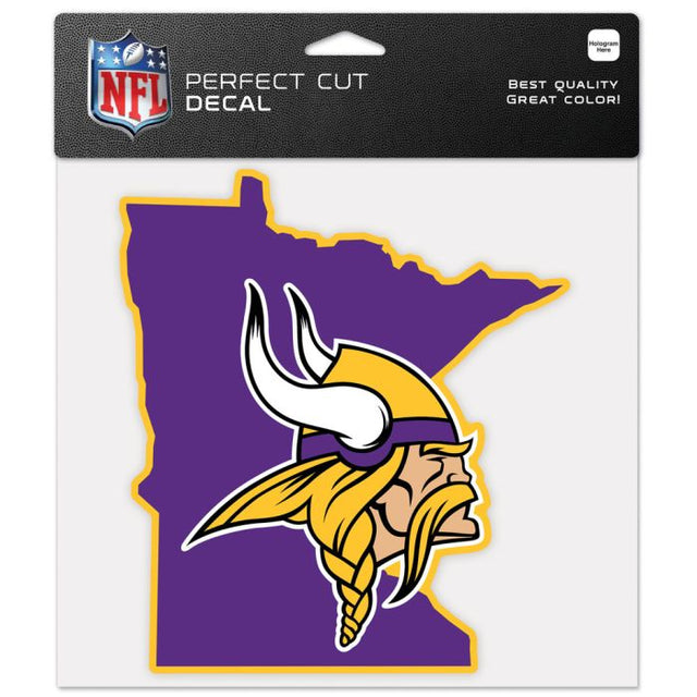 Calcomanía de color con corte perfecto en forma de estado de Minnesota Vikings de 8" x 8"