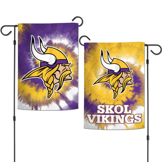 Banderas de jardín teñidas anudadas de Minnesota Vikings, de 2 lados, 12,5" x 18"