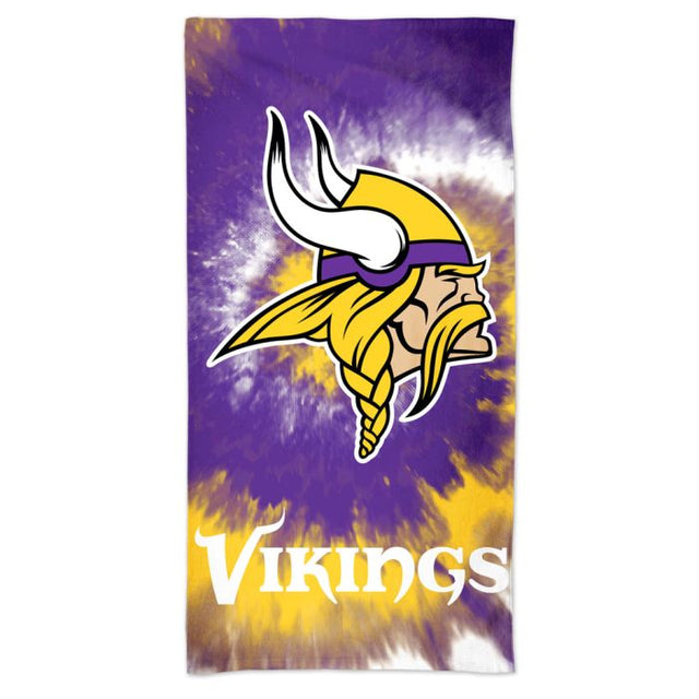 Toalla de playa teñida con efecto tie dye Spectra de Minnesota Vikings, 30 x 60 pulgadas