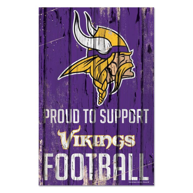 Letrero de madera de Minnesota Vikings de 11" x 17" y 1/4" de grosor