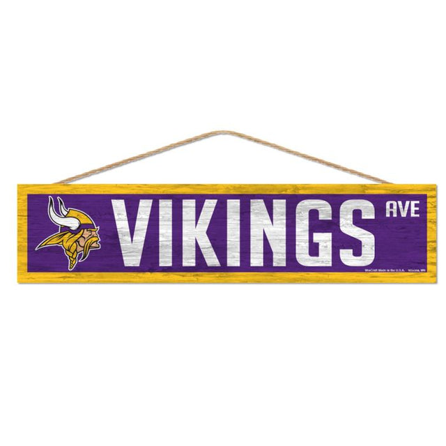 Letrero de madera de Minnesota Vikings con cuerda de 4" x 17"
