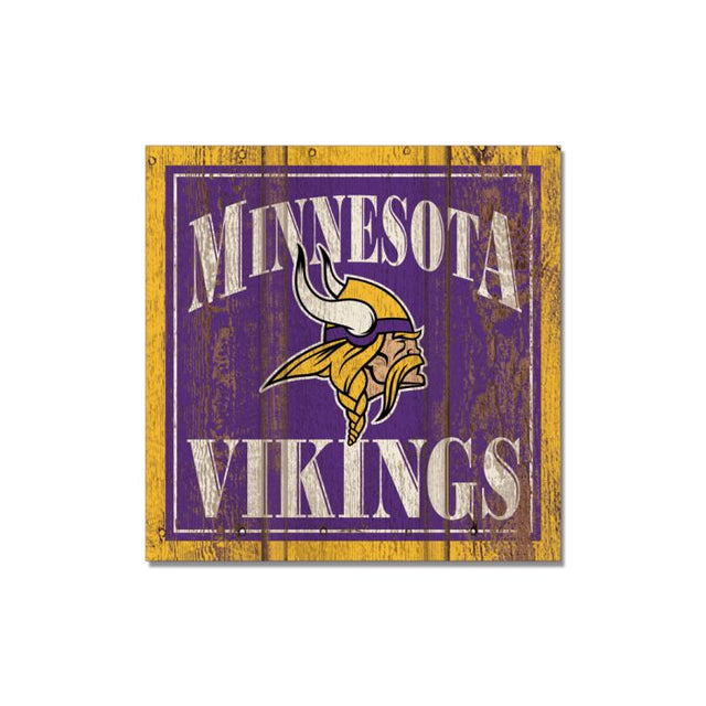 Imán de madera de Minnesota Vikings de 3" x 3"