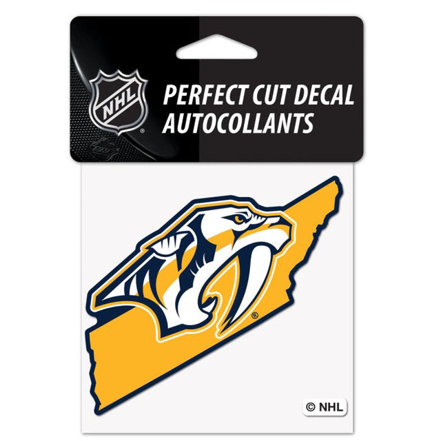 Nashville Predators State shape Perfect Cut Color Decal 4" x 4"
